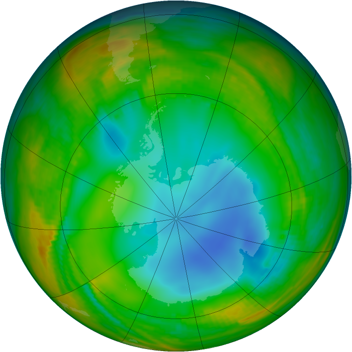 Antarctic ozone map for 09 July 1984